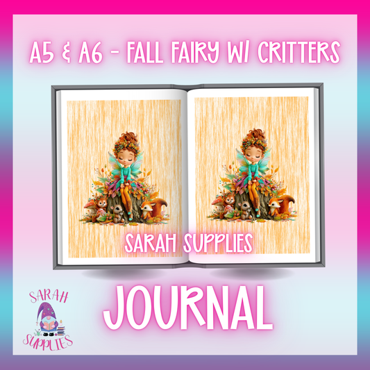 A5 - Fall Fairy W/ Critters Sublimation Journal - Refillable - Bookmarked