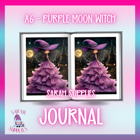 A6 - Purple Moon Witch Sublimation Journal  - Refillable & Bookmarked