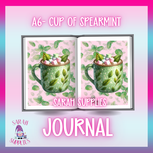 A6 - Cup Of Spearmint Sublimation Journal  - Refillable & Bookmarked
