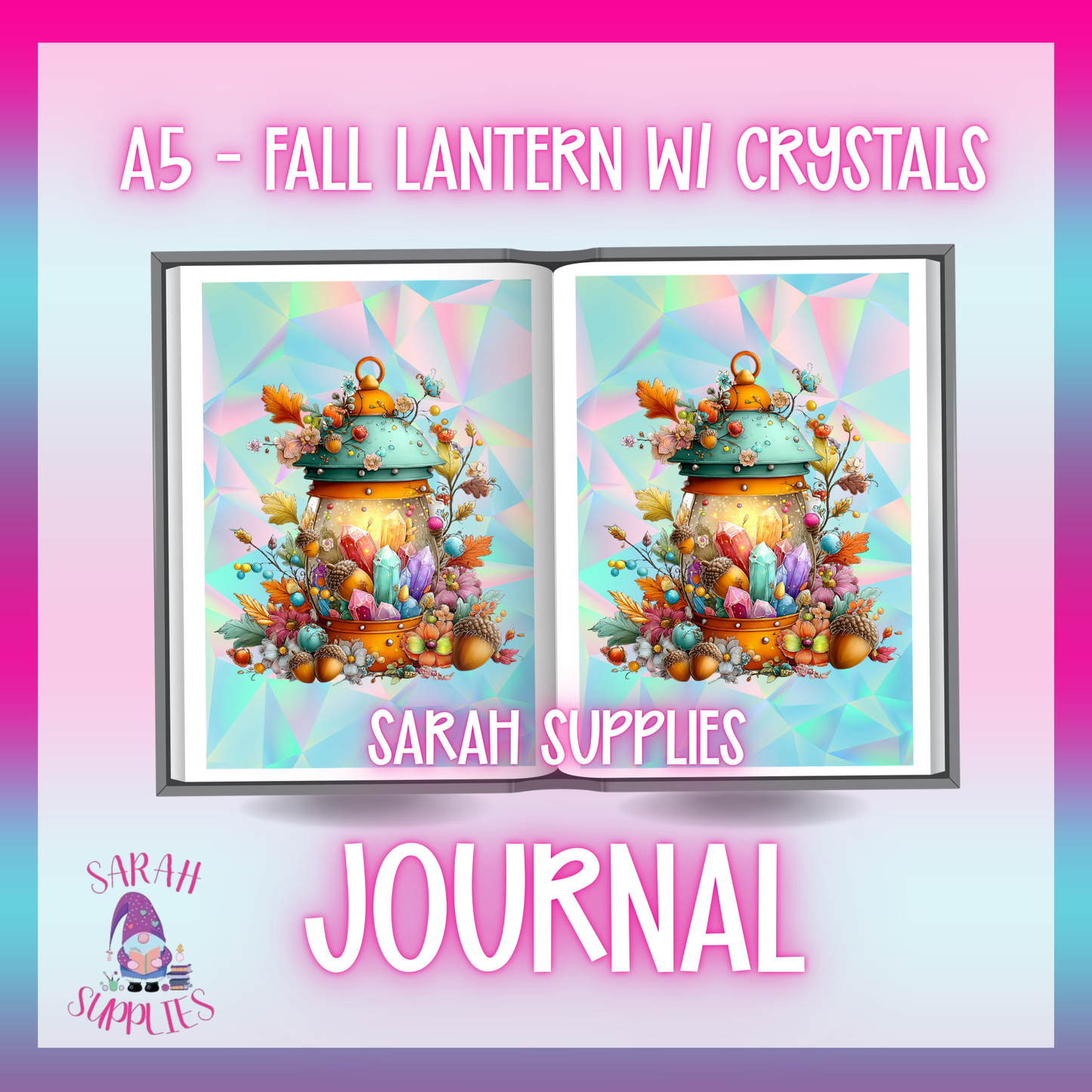 A5 - Fall Lantern W/ Crystals Sublimation Journal - Refillable - Bookmarked