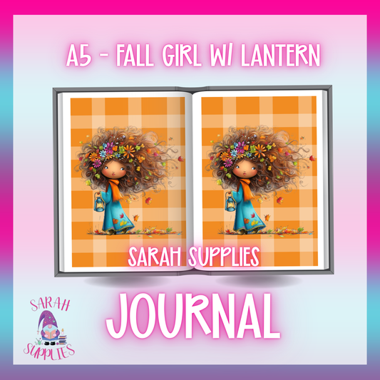 A5 - Fall Girl W/ Lantern Sublimation Journal - Refillable - Bookmarked