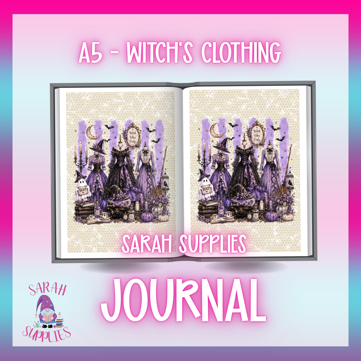 A5 - Witch’s Clothing Sublimation Journal - Refillable - Bookmarked