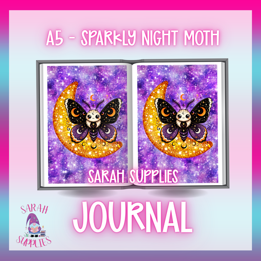 A5 - Sparkly Night Moth Sublimation Journal - Refillable - Bookmarked