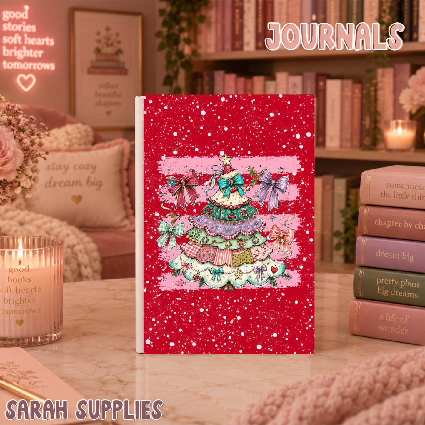 A6 - Christmas Patchwork Tree Sublimation Journal  - Refillable & Bookmarked