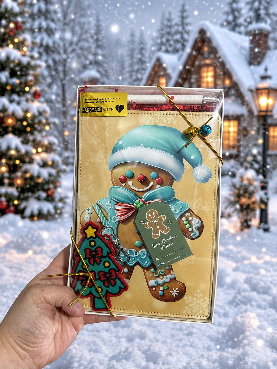 A5 - Gingerbread Man Gift Set Sublimation Journal - Refillable - Bookmarked