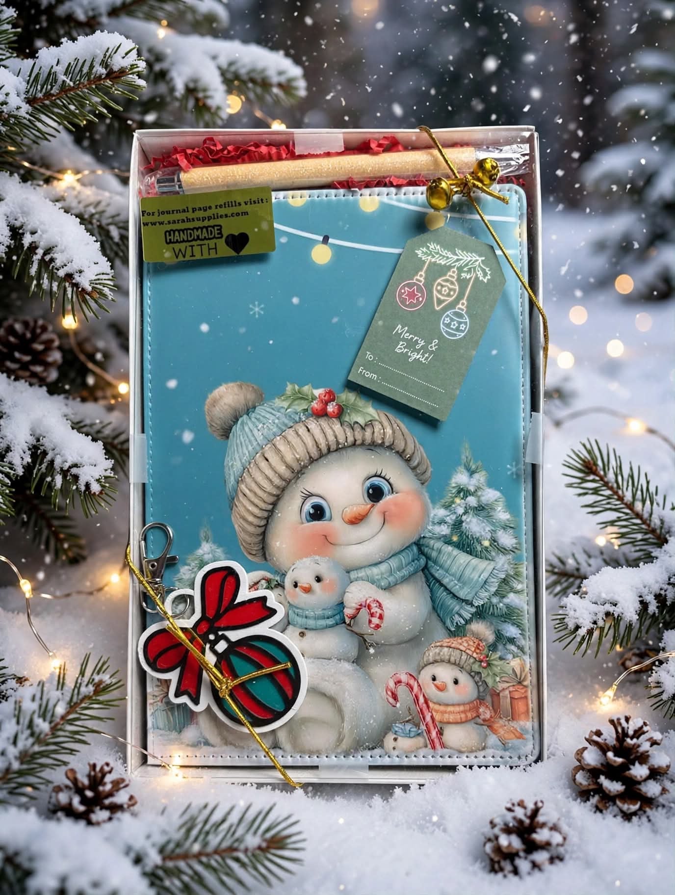 A5 - Cutie Snowmen Gift Set Sublimation Journal - Refillable - Bookmarked
