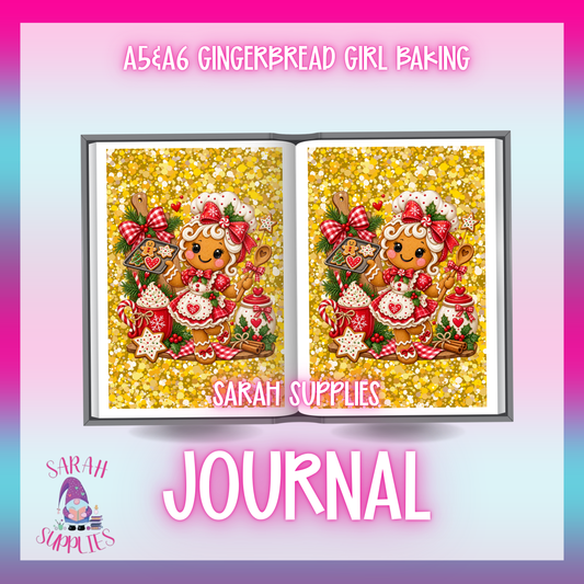 A6 - Gingerbread Girl Baking Sublimation Journal  - Refillable & Bookmarked