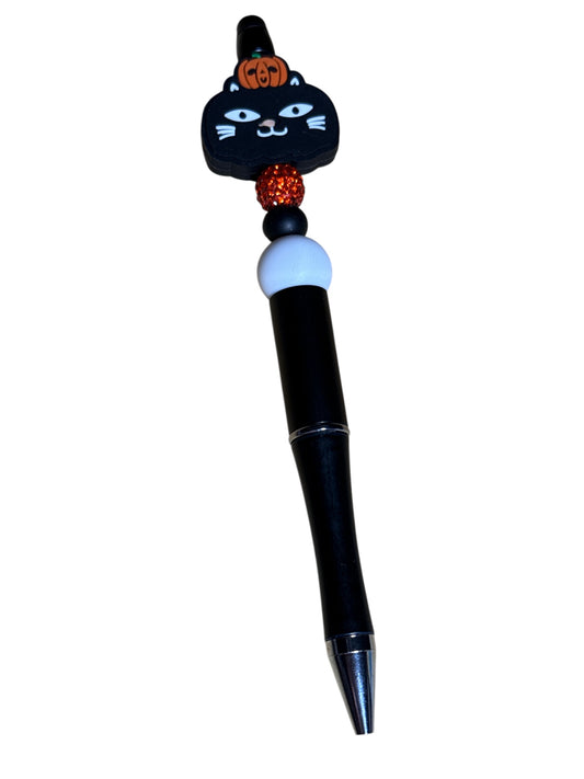 Beaded Pens - Cat w/ Pumpkin
