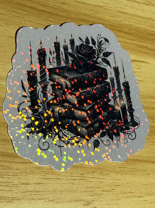 Holographic Stickers - Books and Candles