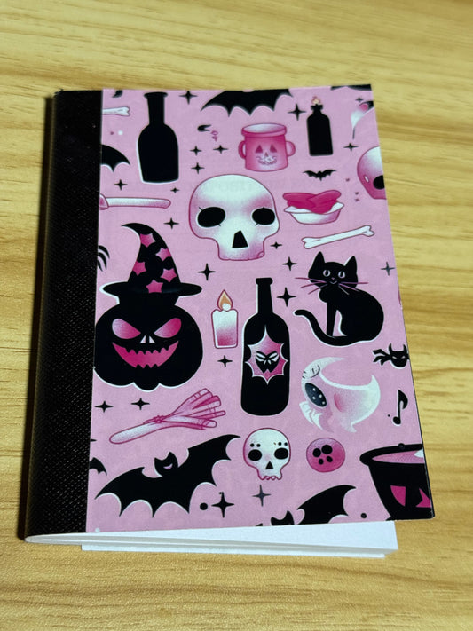 Mini Composition Books - Skull w/ Black Cat & Bottles