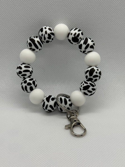 Wristlet - Black White Cow